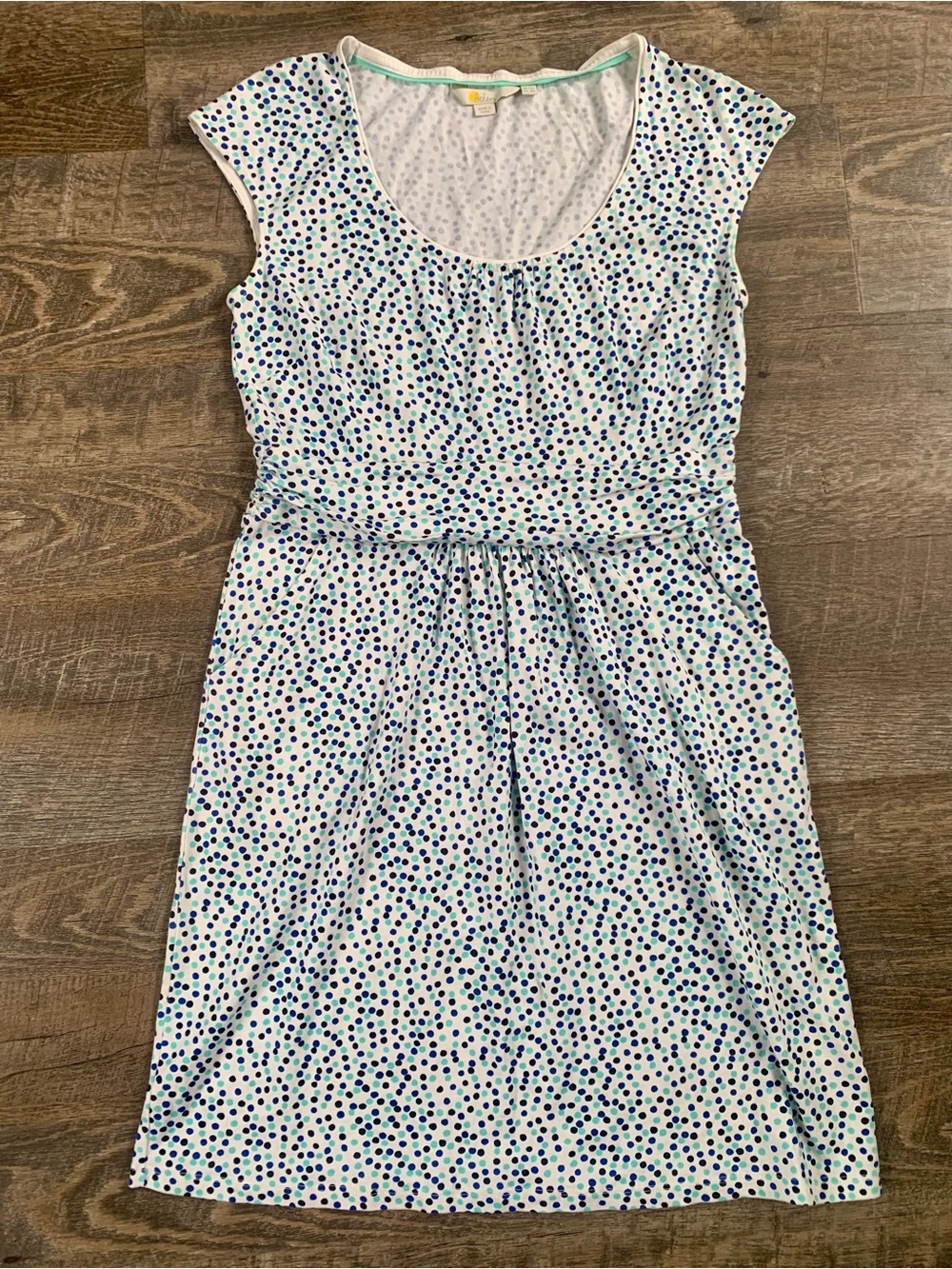 Boden White  Cap-Sleeve Knit Polka Dot Day Dress